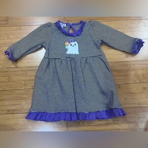 Magnolia Baby Halloween Striped Dress with Ghost Appliqué Size 24M